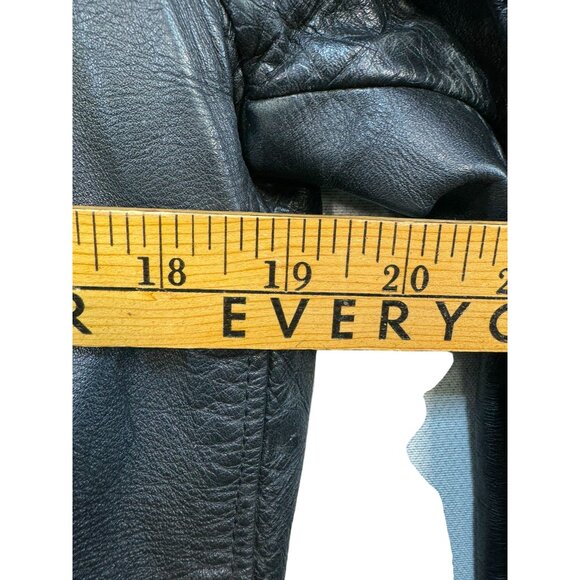 Leather Loft Mens Black Leather Jacket Size 40 With Zipper & Button Closure - Picture 12 of 16
